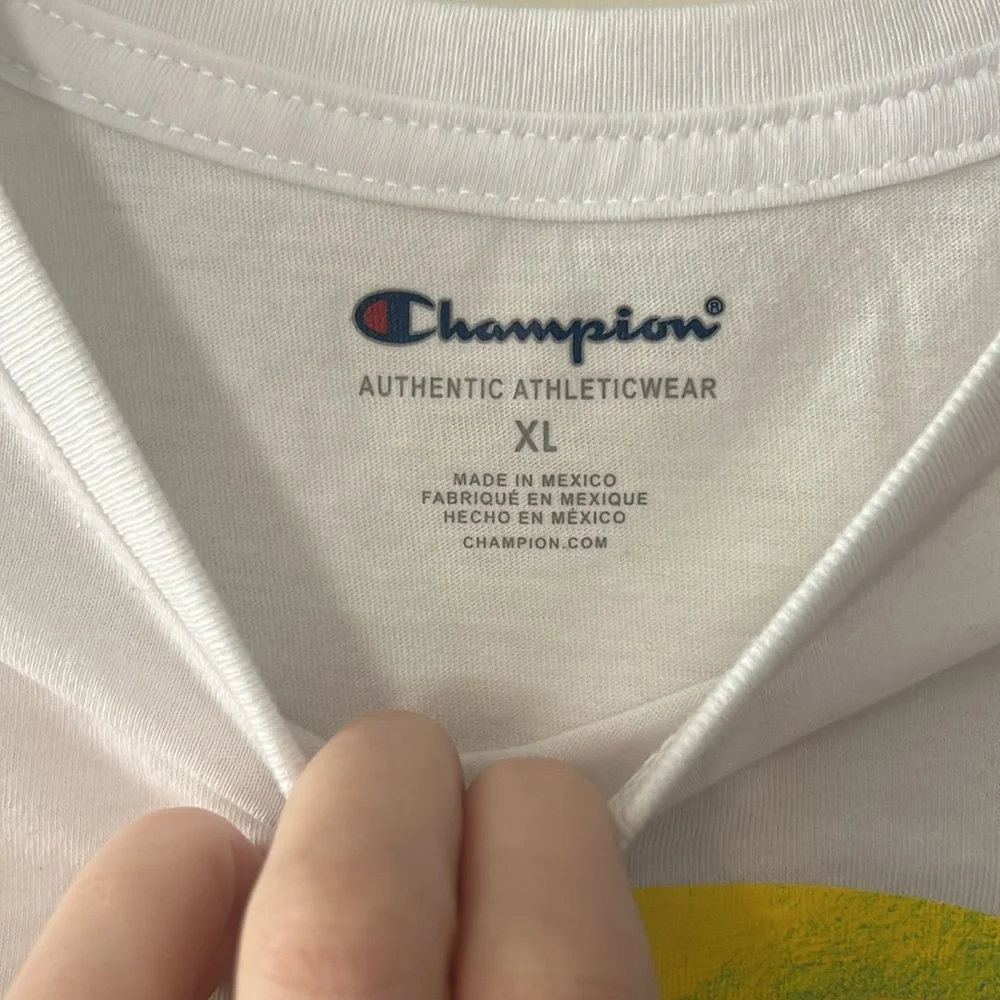 NWT white Champion tee with rainbow colors - Picture 3 of 4